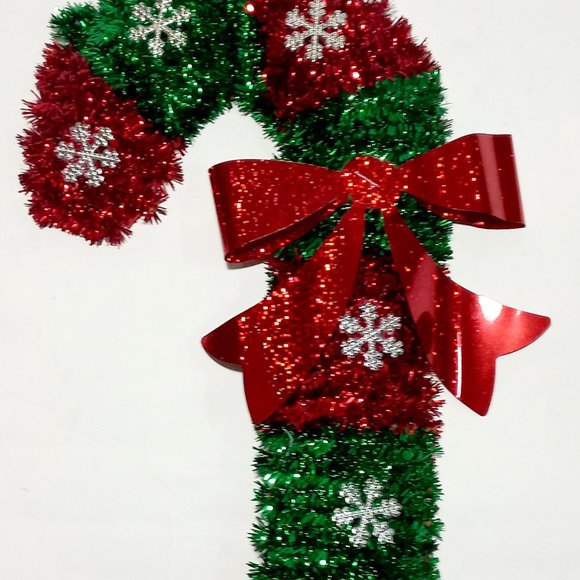 Christmas House Decor Christmas Candy Cane Wreath Hanger Tinsel Wall Hanging Dec - Picture 6 of 8